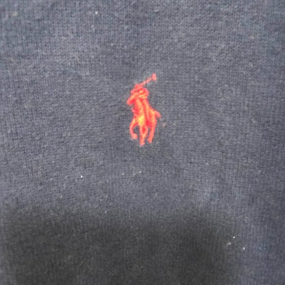 Ralph Lauren Polo Navy Blue 1/4 Zip Pullover Sweater With Red Logo Size L - Picture 6 of 10
